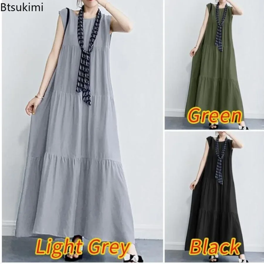 New Women's Summer Solid Cotton Linen Long Dress Fashion O-neck Sleeveless Loose Casual Sundress Temperament Vestidos Robe Femme
New Women's Summer Solid Cotton Linen Long Dress Fashion O-neck Sleeveless Loose Casual Sundress Temperament Vestidos Robe Femme