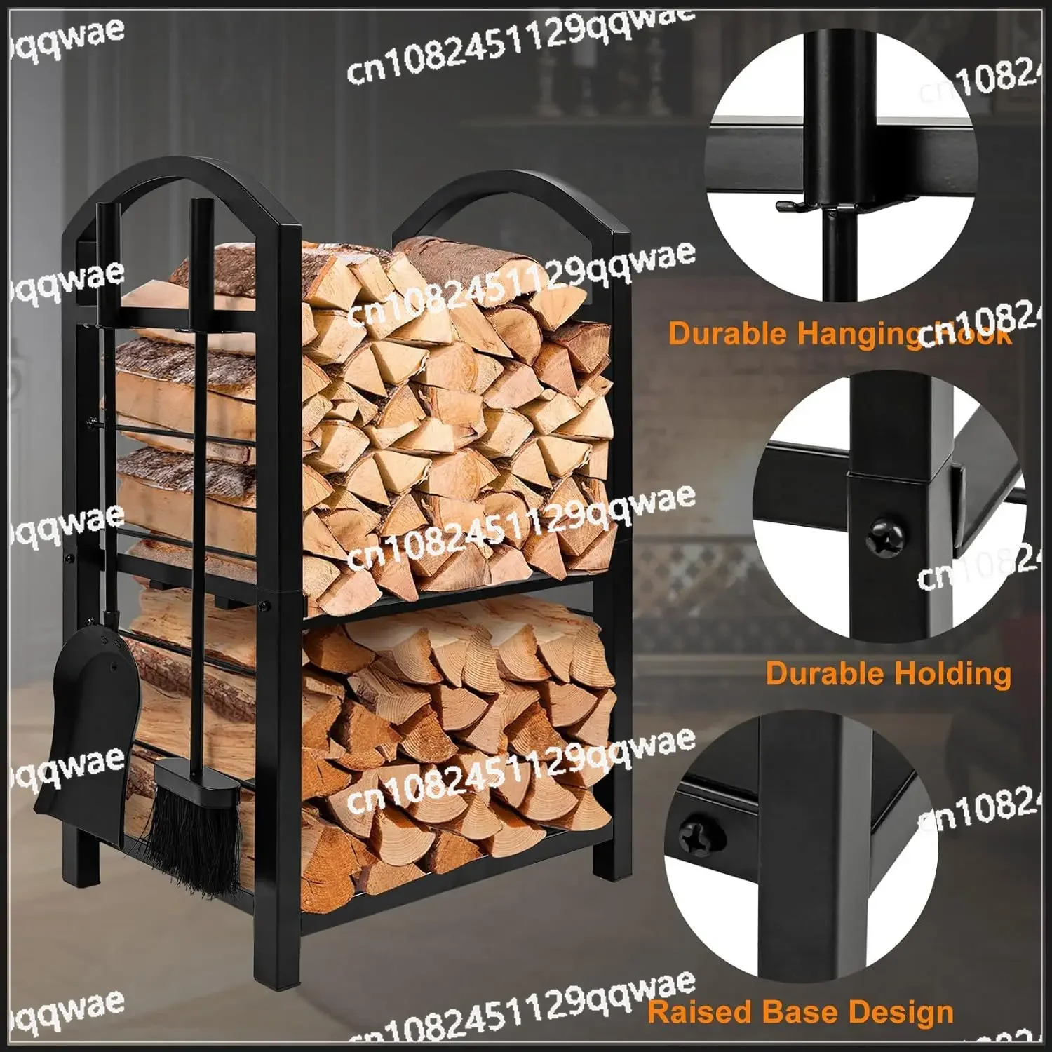 Black Thickened Wrought Iron Firewood Rack Fully Disassembled, Light Luxury Log Holder with Spot Hair Strap Hook
Black Thickened Wrought Iron Firewood Rack Fully Disassembled, Light Luxury Log Holder with Spot Hair Strap Hook