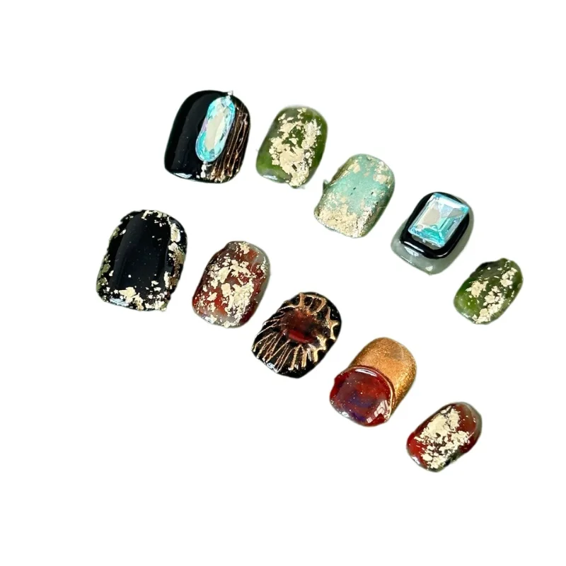 *Retro metal style magic mirror powder modeling short nail AB white hand-worn nail hand-made nail sticker
*Retro metal style magic mirror powder modeling short nail AB white hand-worn nail hand-made nail sticker