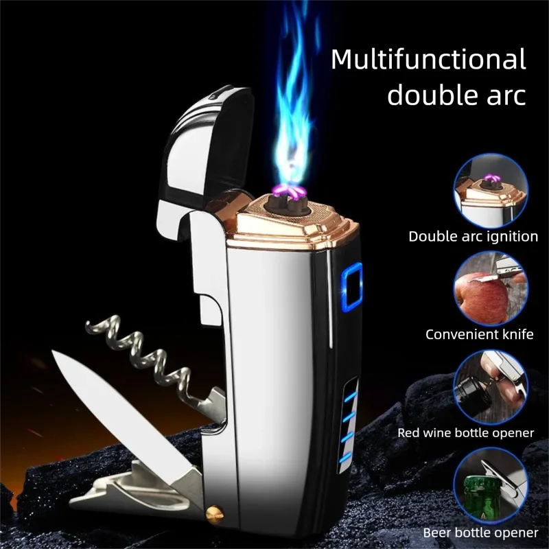 2026 New Metal Multifunctional Wine Bottle Opener, Induction USB Dual Arc Charging Lighter Lighters Smoking Gadgets for Men
2026 New Metal Multifunctional Wine Bottle Opener, Induction USB Dual Arc Charging Lighter Lighters Smoking Gadgets for Men