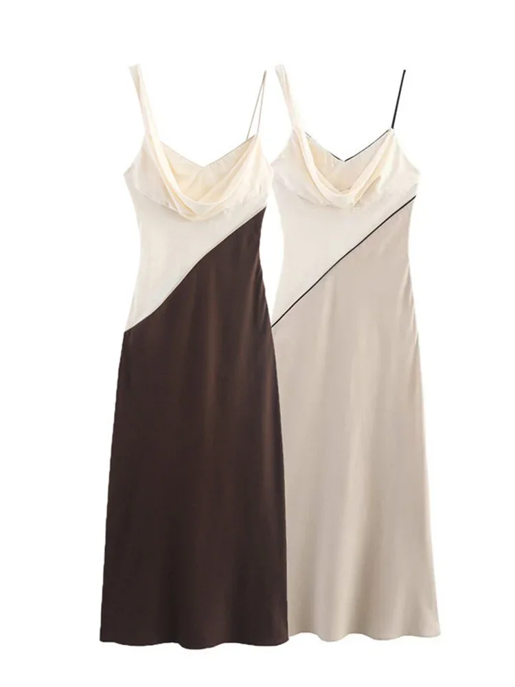 V-Neck Patchwork Backless Maxi Dress For Women Slim Contrast Spaghetti Elegant Party Dress Evening Female Long Dress 2025 New
V-Neck Patchwork Backless Maxi Dress For Women Slim Contrast Spaghetti Elegant Party Dress Evening Female Long Dress 2025 New