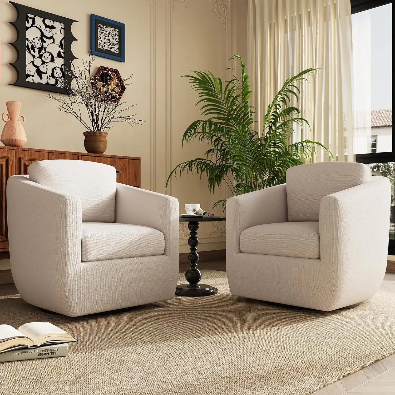 Set Of 2 Swivel Accent Chairs Comfy Living Room Armchair No Sag Foam Sturdy Metal Base Pillow Fully Assembled Single Sofa For Be
Set Of 2 Swivel Accent Chairs Comfy Living Room Armchair No Sag Foam Sturdy Metal Base Pillow Fully Assembled Single Sofa For Be