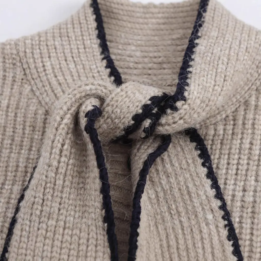 Autumn Winter Knitted Bow Collar Single-Breasted Vest Women's Fashion Loose Top Comfortable Open Cardigan
Autumn Winter Knitted Bow Collar Single-Breasted Vest Women's Fashion Loose Top Comfortable Open Cardigan