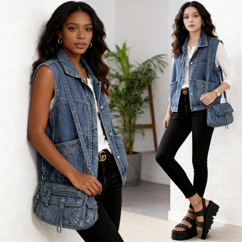 Women Denim Vest Vintage Washed Sleeveless Jacket Distressed Turn Down Collar Single Breasted Outerwear Streetwear Waistcoat
Women Denim Vest Vintage Washed Sleeveless Jacket Distressed Turn Down Collar Single Breasted Outerwear Streetwear Waistcoat