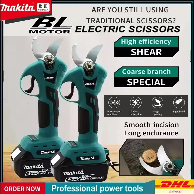 Makita Brushless Electric Pruner Cordless Handheld 4 Gears Shrub Pruning Tree Branch Cutter Compatible with 18V Battery
Makita Brushless Electric Pruner Cordless Handheld 4 Gears Shrub Pruning Tree Branch Cutter Compatible with 18V Battery