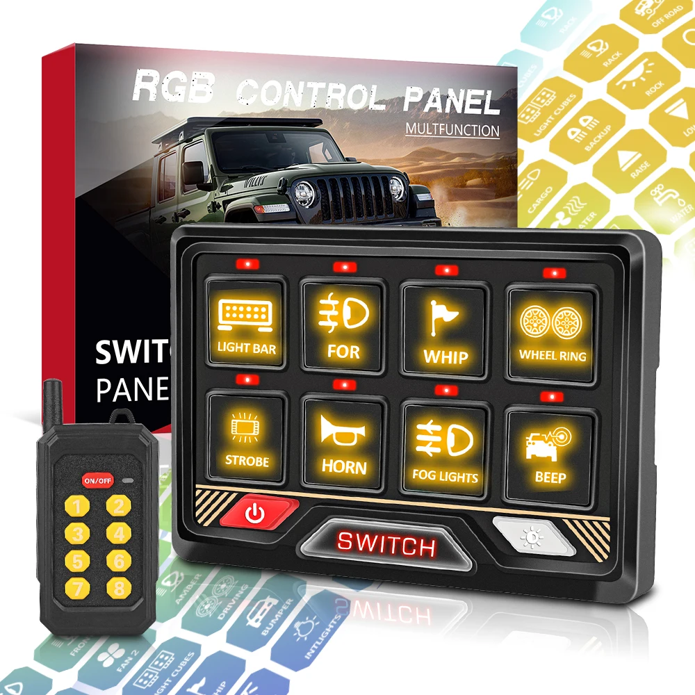 Intelligent Library Durable 8 Gang Truck Switch Panel 12V/24V Circuit Control Box OEM/ODM Support Wireless Remote Control Switch
Intelligent Library Durable 8 Gang Truck Switch Panel 12V/24V Circuit Control Box OEM/ODM Support Wireless Remote Control Switch