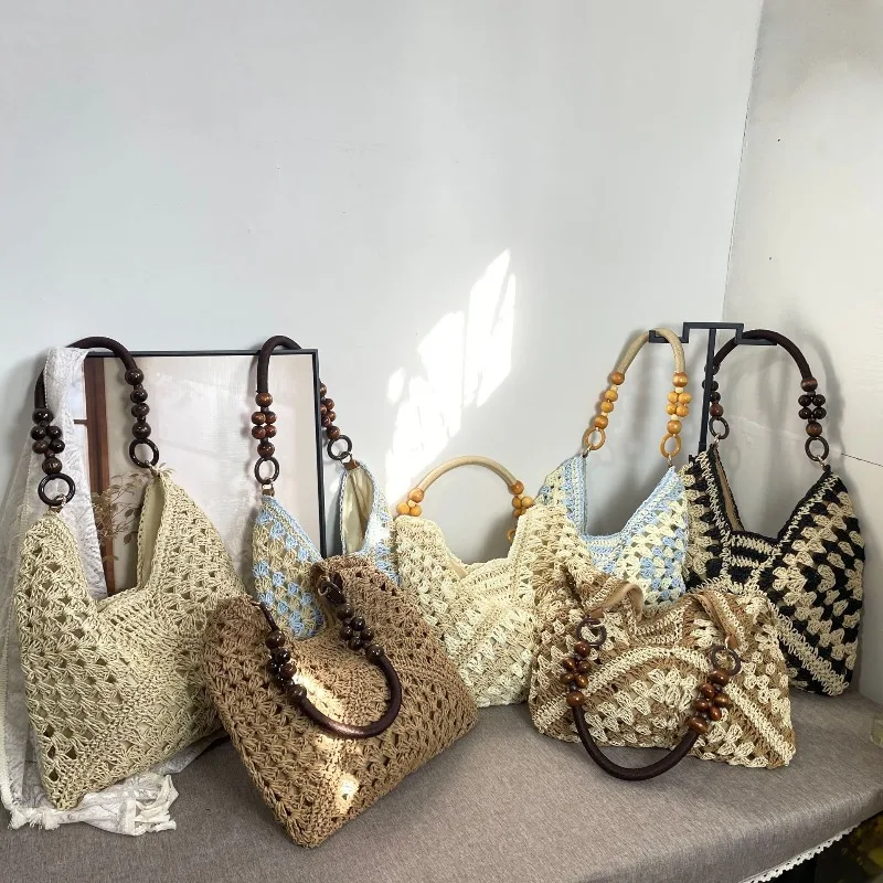 Fashion Bohemian Crochet Large Capacity Women Tote Bag with Beaded Strap Handmade Woven Shoulder Purse for Summer Beach Vacation
Fashion Bohemian Crochet Large Capacity Women Tote Bag with Beaded Strap Handmade Woven Shoulder Purse for Summer Beach Vacation