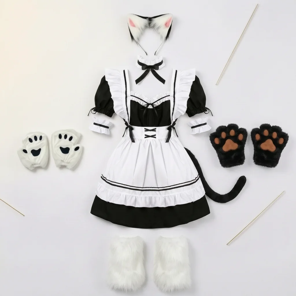 Maid Dress Cosplay Costume Lolita Anime Uniform Japanese Outfit With Ears Tail Paws Leg Covers Set
Maid Dress Cosplay Costume Lolita Anime Uniform Japanese Outfit With Ears Tail Paws Leg Covers Set