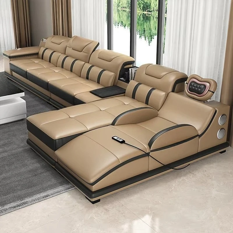 Luxury Smart Multifunctional Sponge Filled Leather Chaise Lounge Sofa Set with Massage Bluetooth Living Room
Luxury Smart Multifunctional Sponge Filled Leather Chaise Lounge Sofa Set with Massage Bluetooth Living Room