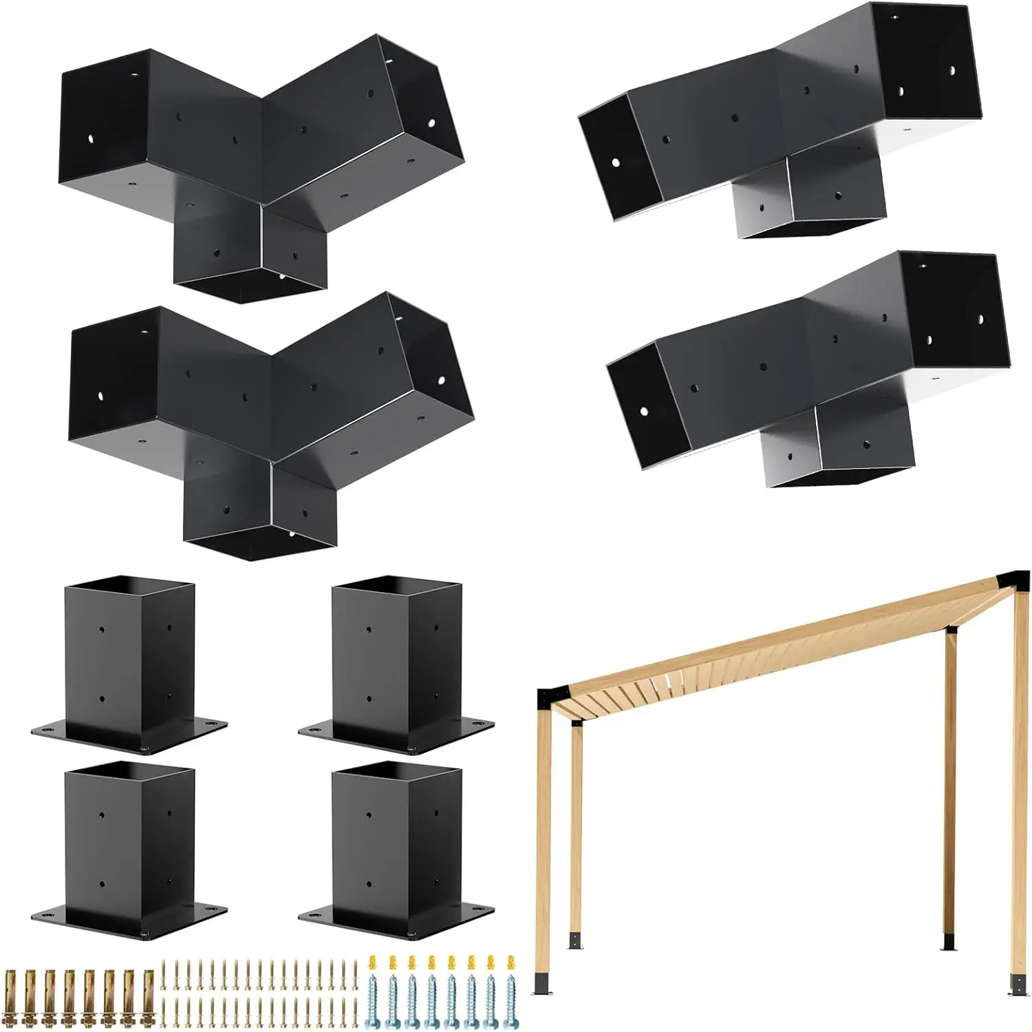 Pergola Kit Slanted Roof Bracket with Post Base for 4x4 Lumber, Heavy Duty Steel 3-Way Corner Brackets for Outdoor Patio
Pergola Kit Slanted Roof Bracket with Post Base for 4x4 Lumber, Heavy Duty Steel 3-Way Corner Brackets for Outdoor Patio
