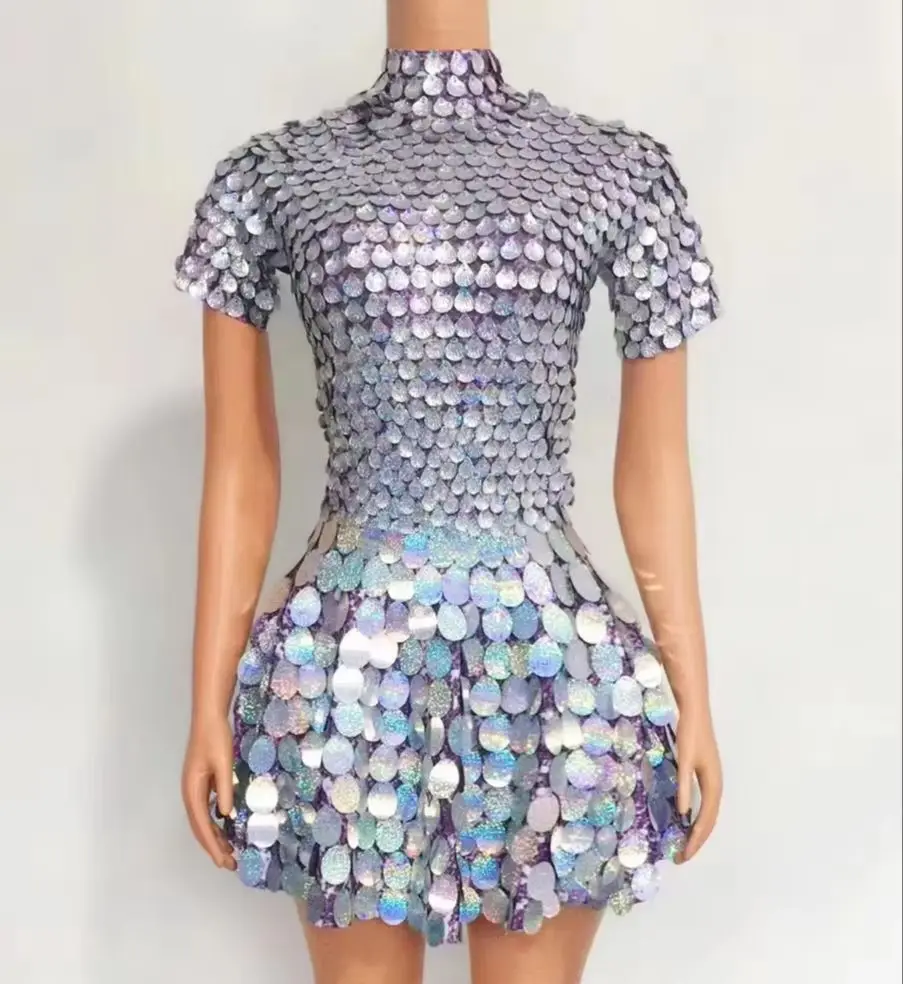 Shining Sequins Mini Dress Rhinestone Bodysuit Sexy Silver Clubwear Birthday Costume For Women Nightclub Leotard
Shining Sequins Mini Dress Rhinestone Bodysuit Sexy Silver Clubwear Birthday Costume For Women Nightclub Leotard