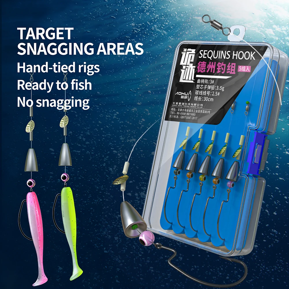 5Pcs Pre-Tied Texas Rig Fishing Hooks, Weedless Bass Lure Kit with Sinker & Spinner, Hand-Tied Snag-Free Fishing Tackle
5Pcs Pre-Tied Texas Rig Fishing Hooks, Weedless Bass Lure Kit with Sinker & Spinner, Hand-Tied Snag-Free Fishing Tackle