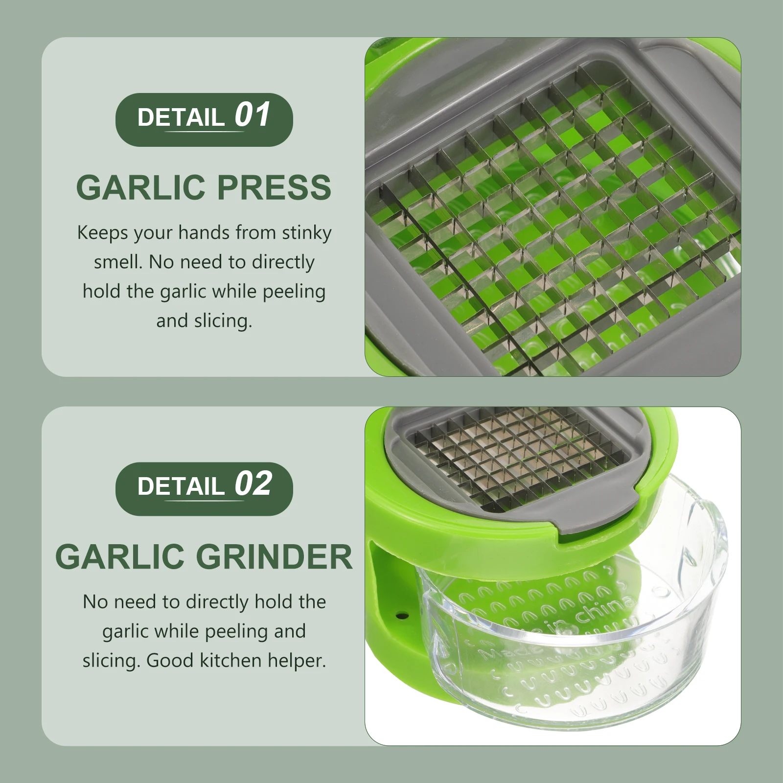 Stainless Steel Garlic Press ABS Mini Portable Kitchen Tool Chopping Peeling Mashing Odor Free 7.5x7.5x6.5cm Green
Stainless Steel Garlic Press ABS Mini Portable Kitchen Tool Chopping Peeling Mashing Odor Free 7.5x7.5x6.5cm Green