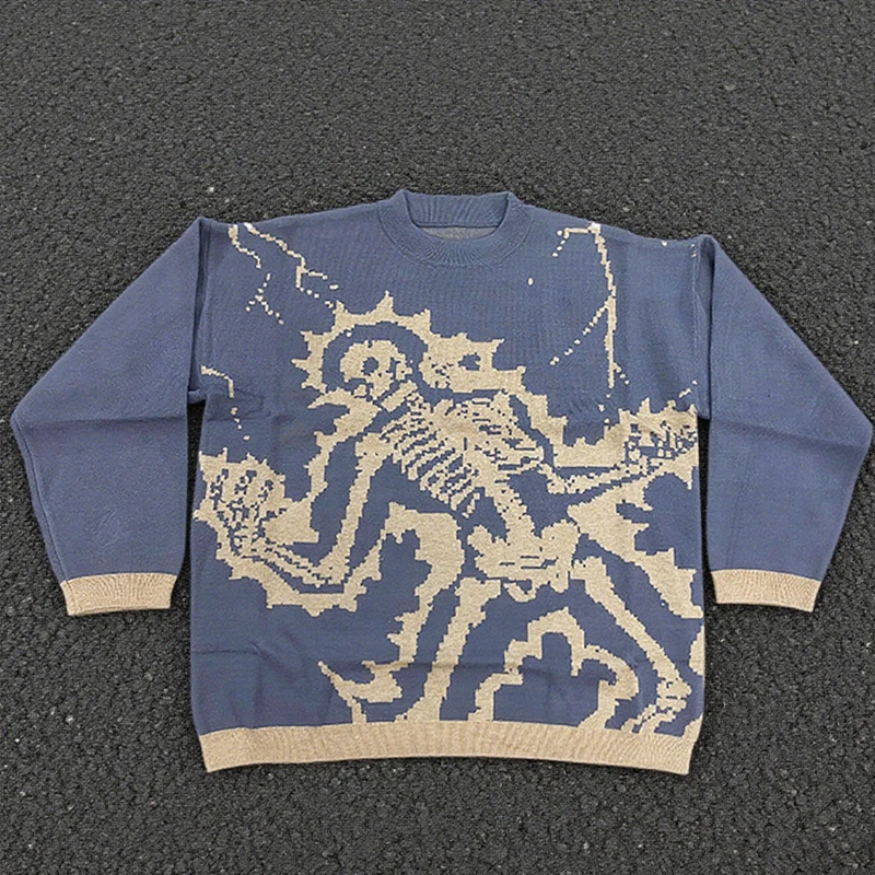 New Street Emo Neutral Gothic Skull Knitted Sweater - Y2K Street Style, Retro Pixel Style Autumn/Winter Warm Sweater Top
New Street Emo Neutral Gothic Skull Knitted Sweater - Y2K Street Style, Retro Pixel Style Autumn/Winter Warm Sweater Top