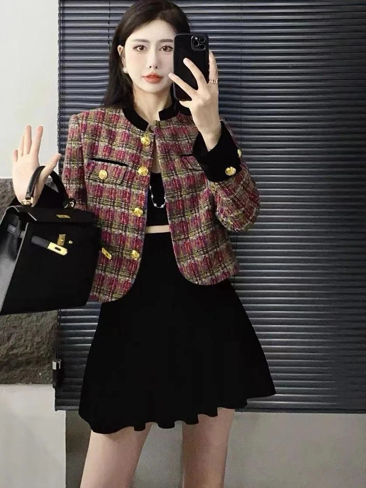 Plaid Short Outerwear Women's Spring 2026 New Style Small Fragrance Wind Slim Fit Top Button Long Sleeve Stand Collar Coat
Plaid Short Outerwear Women's Spring 2026 New Style Small Fragrance Wind Slim Fit Top Button Long Sleeve Stand Collar Coat