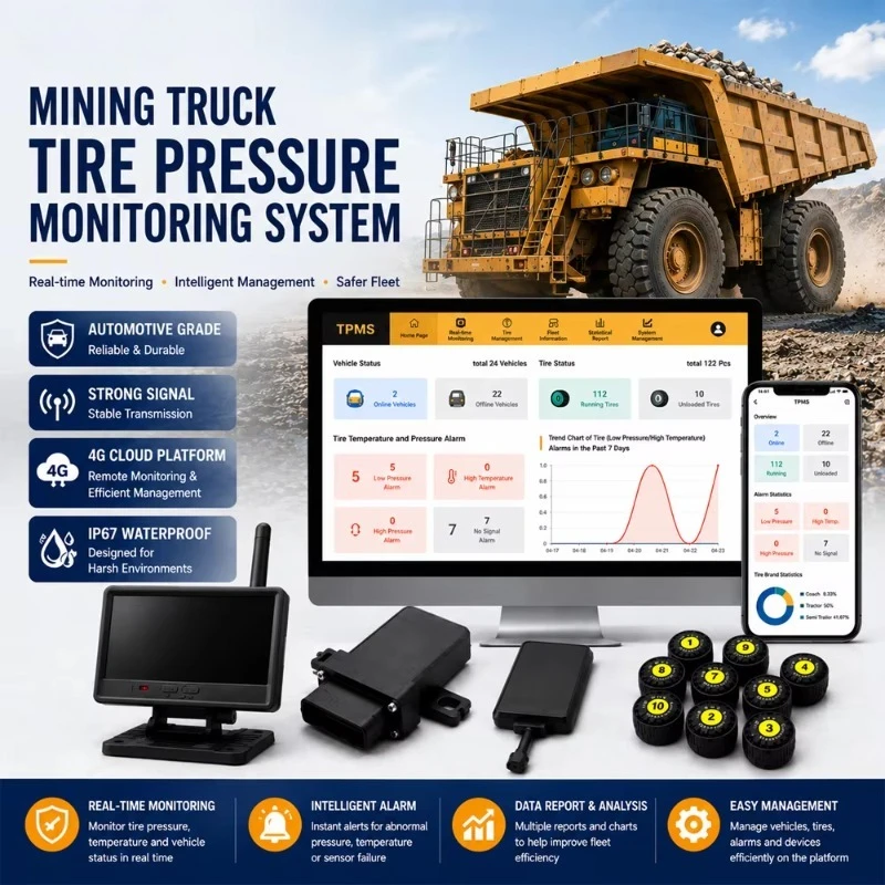 4G Cloud Mining Truck Fleet Management External Sensor Heavy Duty Vehicle TPMS Sensor TPMS Tire Pressure Monitoring System
4G Cloud Mining Truck Fleet Management External Sensor Heavy Duty Vehicle TPMS Sensor TPMS Tire Pressure Monitoring System