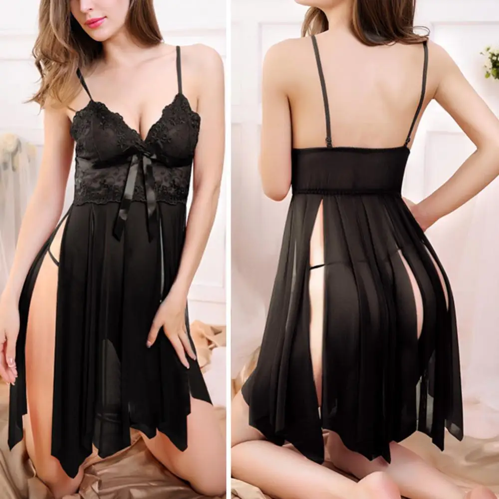Female Nightdress Sexy Lace Mesh Deep-V Slit Backless Nightwear Erotic Underwear Bow Lingerie Pajamas Set Babydoll Sleepwear
Female Nightdress Sexy Lace Mesh Deep-V Slit Backless Nightwear Erotic Underwear Bow Lingerie Pajamas Set Babydoll Sleepwear