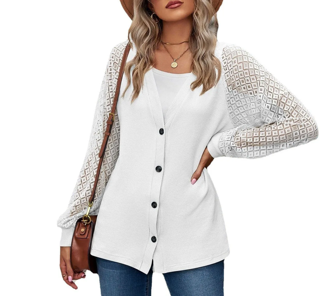 Jacket for Women Autumn and Winter Long Sleeve Solid Color Loose Button Lace Splicing Cardigan Blouse
Jacket for Women Autumn and Winter Long Sleeve Solid Color Loose Button Lace Splicing Cardigan Blouse
