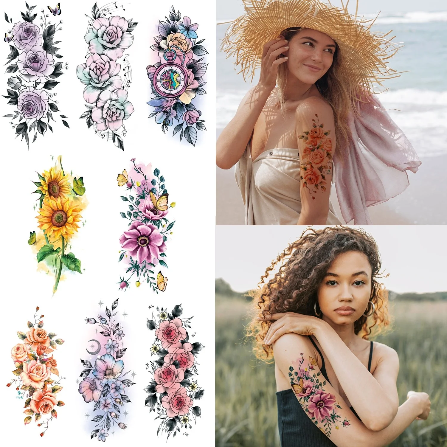 8 Sheets Watercolor Rose Temporary Tattoos For Women Arm Girls Peony Flower Fake Tattoo Sticker Waterproof Tattoo Stickers
8 Sheets Watercolor Rose Temporary Tattoos For Women Arm Girls Peony Flower Fake Tattoo Sticker Waterproof Tattoo Stickers