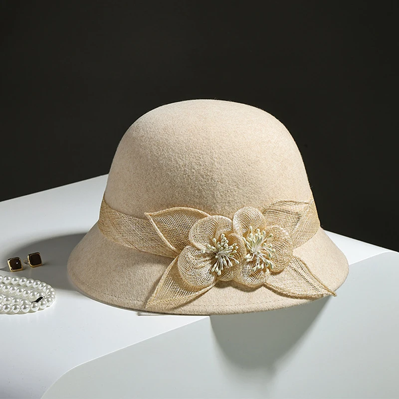 Woolen Bucket Hat Bowler Women Winter Autumn Elegant Flower Warm Accessory For Outdoor Party Holiday
Woolen Bucket Hat Bowler Women Winter Autumn Elegant Flower Warm Accessory For Outdoor Party Holiday