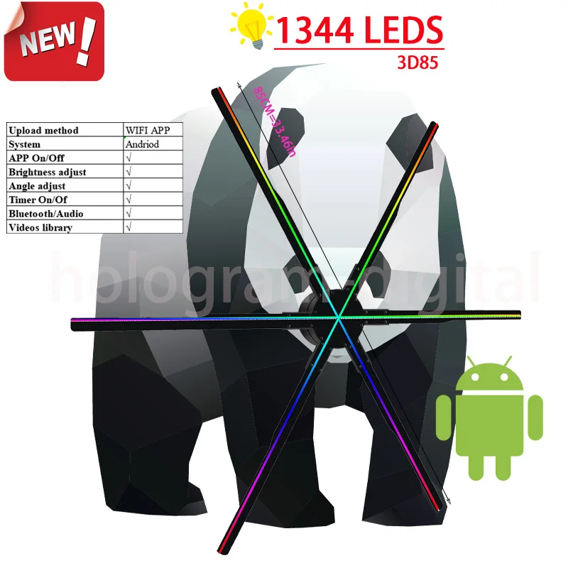 85CM Hologram 3D Projector 1344LED Lights 3D Hologram Fan WiFi HD Imagic Detachable Hologram Projector
85CM Hologram 3D Projector 1344LED Lights 3D Hologram Fan WiFi HD Imagic Detachable Hologram Projector