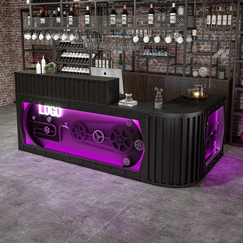 Industrial style home reception desk hotel retro banquet hall wrought iron front desk customization 
Industrial style home reception desk hotel retro banquet hall wrought iron front desk customization