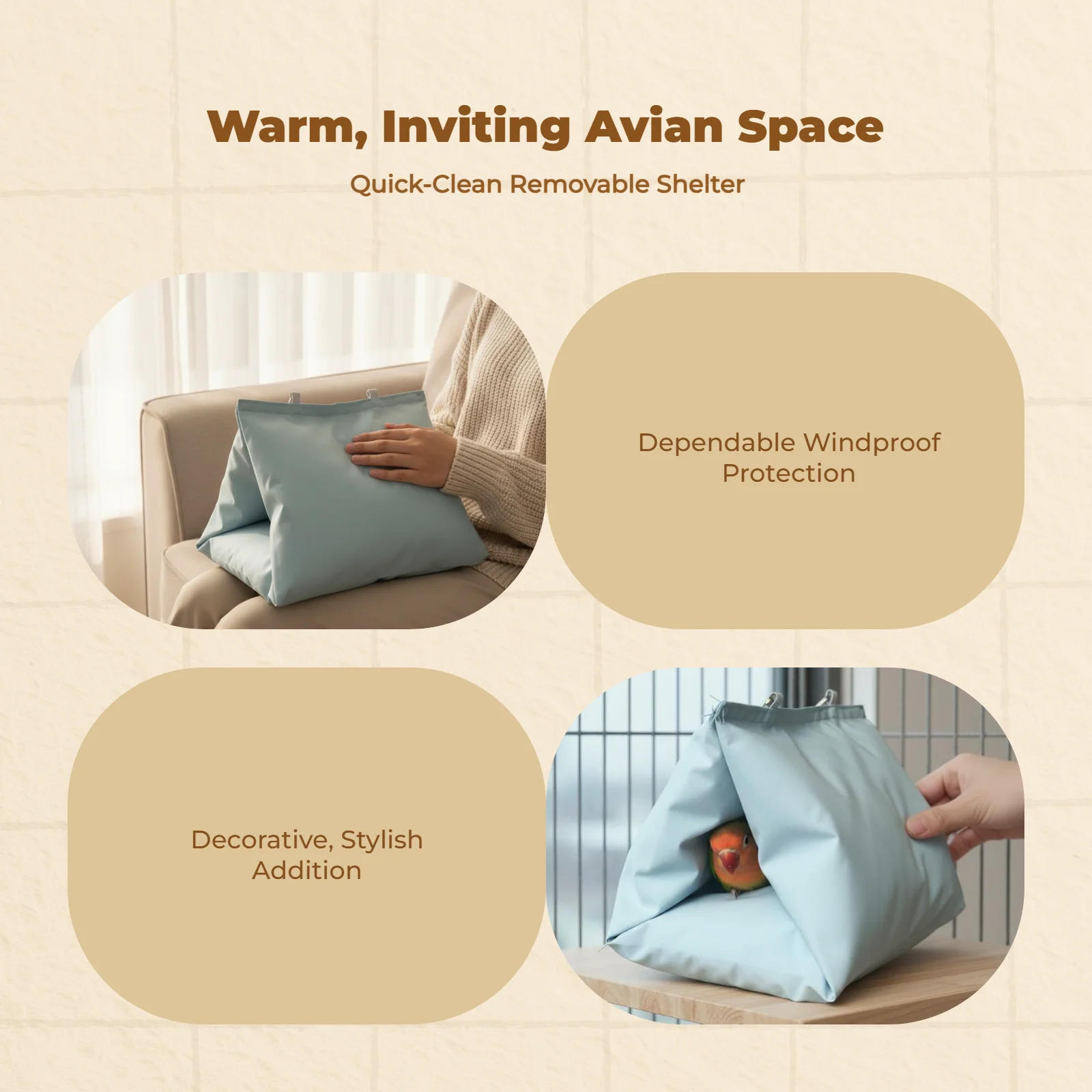 Indoor Avian Bed, Removable Parrot House, Warm Nest
Indoor Avian Bed, Removable Parrot House, Warm Nest