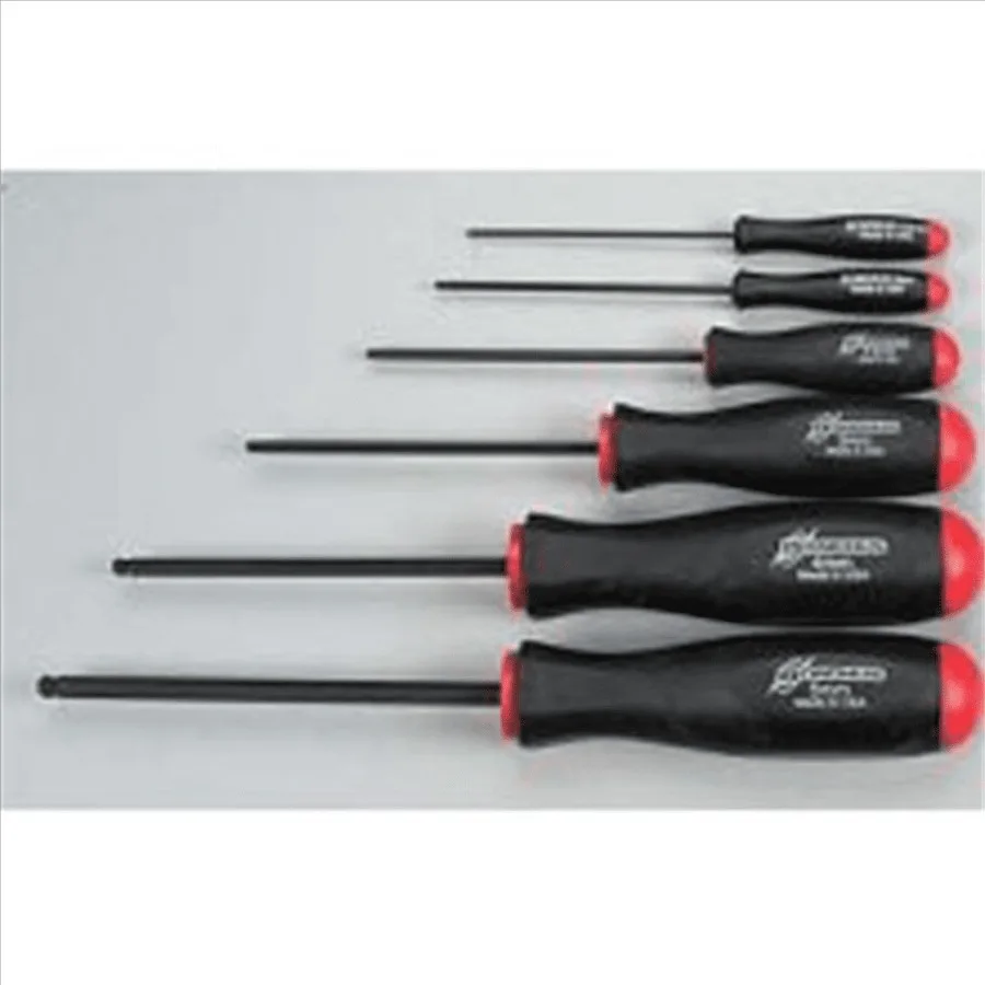 6-Piece Ball Driver Screwdriver Set for Precision Tightening and Loosening, 1.5-5 mm Sizes, Ergonomic Grip, Black and Silver Fi
6-Piece Ball Driver Screwdriver Set for Precision Tightening and Loosening, 1.5-5 mm Sizes, Ergonomic Grip, Black and Silver Fi