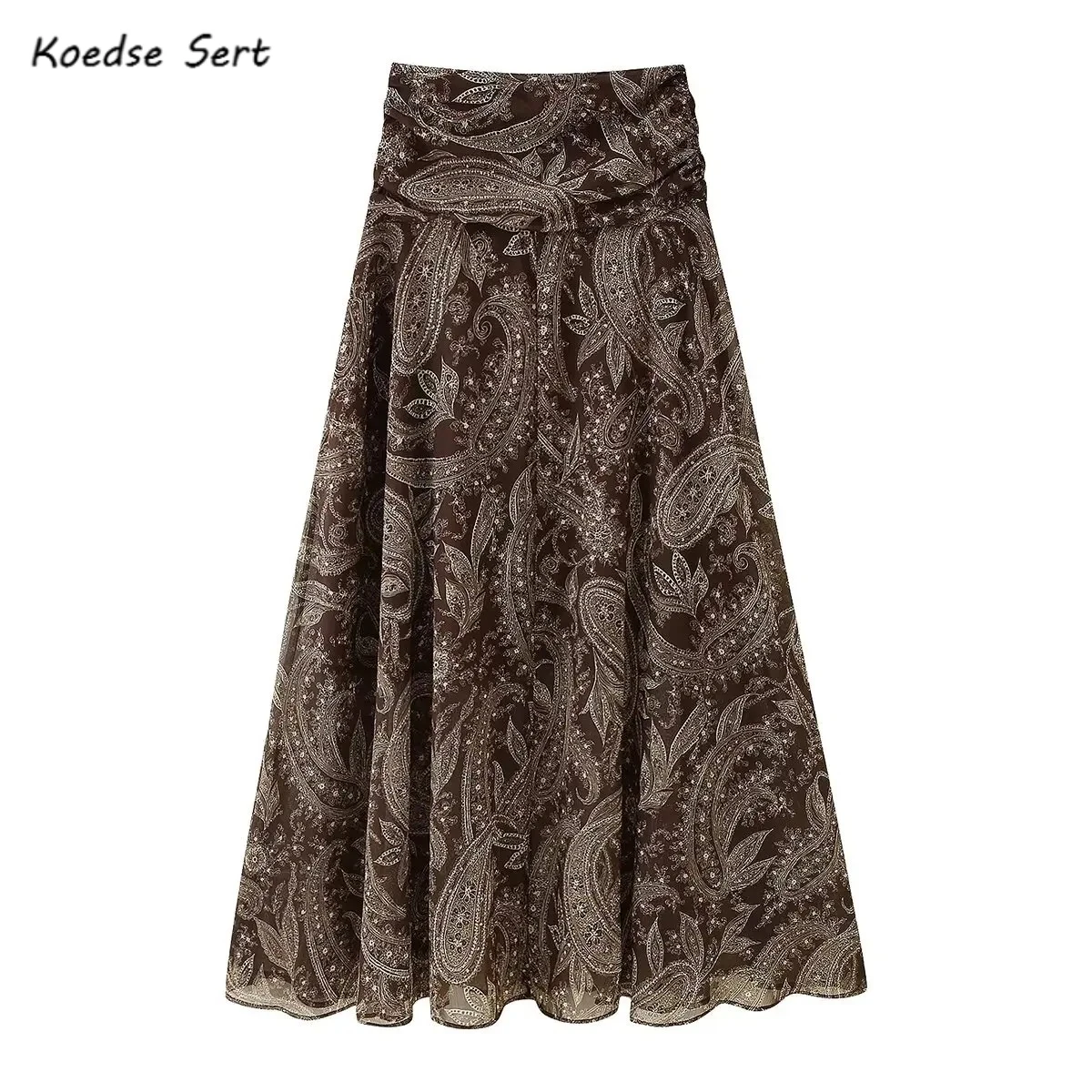 2025 Autumn Women Coffee Paisley Floral Print Chiffon Skirt Ruched Side Zipper Swing A-lined Maxi Long Skirts Holiday Bottom
2025 Autumn Women Coffee Paisley Floral Print Chiffon Skirt Ruched Side Zipper Swing A-lined Maxi Long Skirts Holiday Bottom