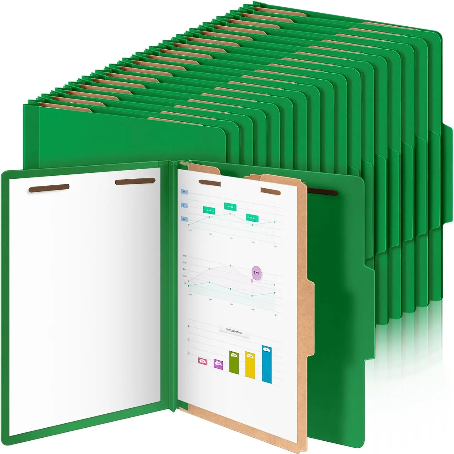 48 Pack Expanding File Folders with 2-Prong Fasteners, Letter Size, Accordion Organizer for Documents, Projects, Reports, Office, School, Dark Green
48 Pack Expanding File Folders with 2-Prong Fasteners, Letter Size, Accordion Organizer for Documents, Projects, Reports, Office, School, Dark Green