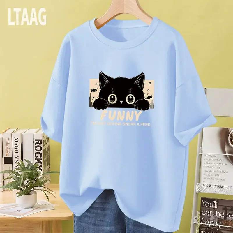 Women Pure Cotton T-shirt Summer O-neck Short Sleeve Basics Pullover Chic Printed Loose Casual Comfortable Cartoon Tops
Women Pure Cotton T-shirt Summer O-neck Short Sleeve Basics Pullover Chic Printed Loose Casual Comfortable Cartoon Tops