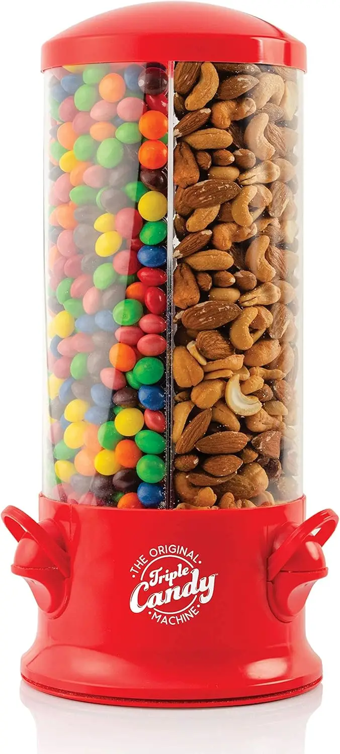 Triple Snack Dispenser Machine with 360-Degree Rotation - Red, 3 Compartments for Candy & Nuts
Triple Snack Dispenser Machine with 360-Degree Rotation - Red, 3 Compartments for Candy & Nuts