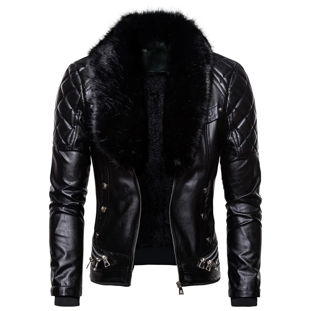 Men Leather Vintage Steam Pocket Zipper Collar Punk Gothic Retro Coat Woolen Collar Winter Warm Streetwear Black Fashion Jackets
Men Leather Vintage Steam Pocket Zipper Collar Punk Gothic Retro Coat Woolen Collar Winter Warm Streetwear Black Fashion Jackets