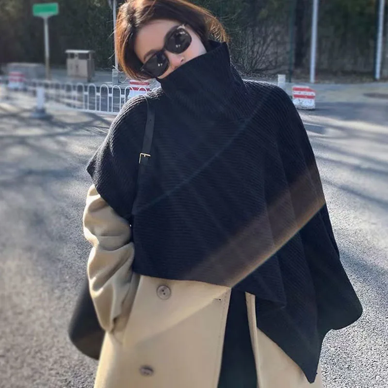 Warm Knitted Autumn Winter Shoulder Shawl High Collar Tunic Top Female Fashionable Asymmetrical Open Split Hooded Scarf
Warm Knitted Autumn Winter Shoulder Shawl High Collar Tunic Top Female Fashionable Asymmetrical Open Split Hooded Scarf