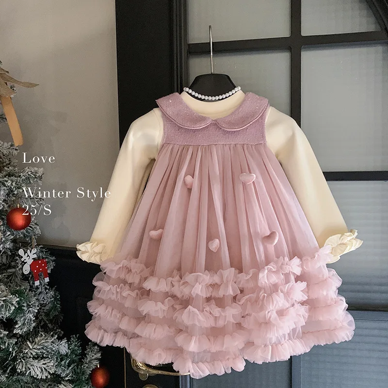 Girls' Autumn and Winter New Fleece Lined Puffy Sleeveless Heart Dress Two-Piece Set
Girls' Autumn and Winter New Fleece Lined Puffy Sleeveless Heart Dress Two-Piece Set