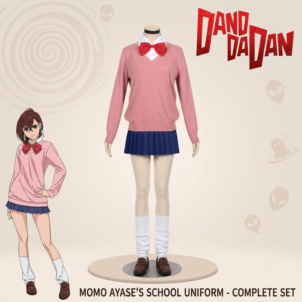 Momo Ayase JK Uniform Cosplay Set Pink Sweater Skirt Earrings Stylish Outfit For Women Halloween Party
Momo Ayase JK Uniform Cosplay Set Pink Sweater Skirt Earrings Stylish Outfit For Women Halloween Party