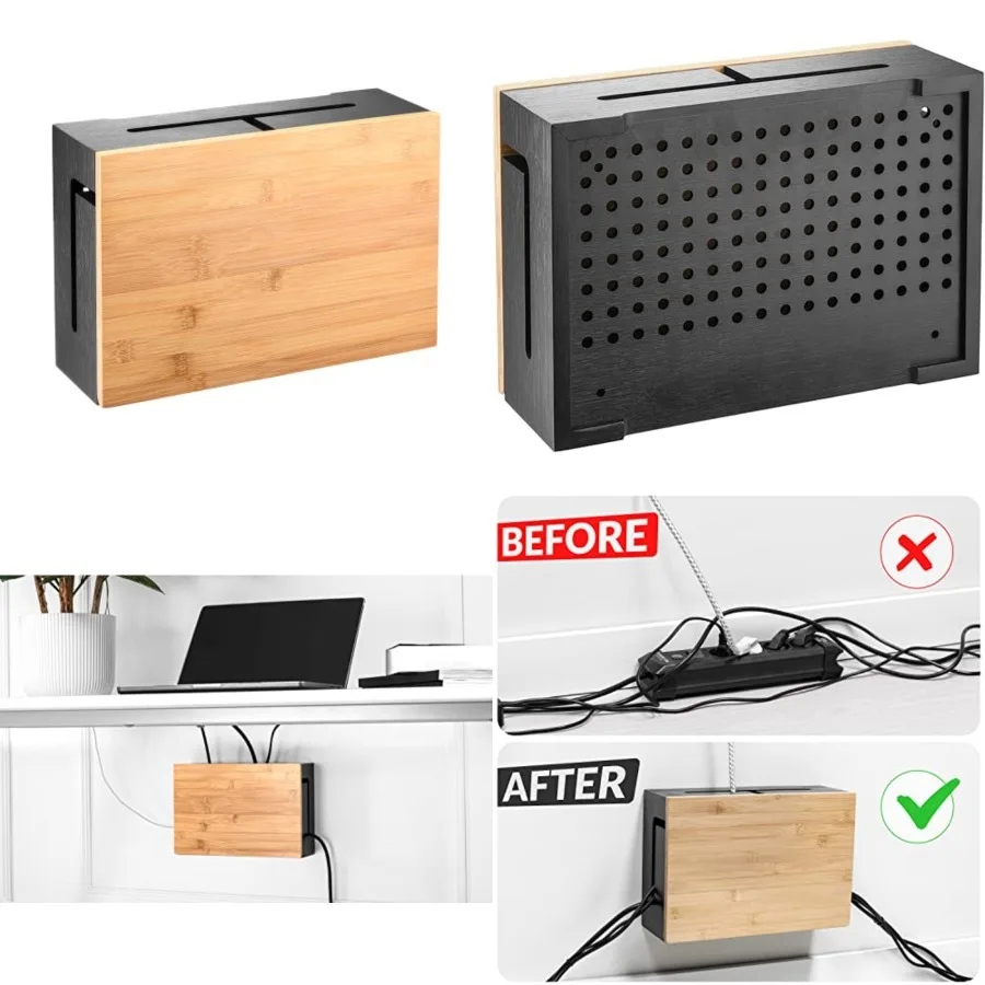 Bamboo Cable Management Box with Magnetic Lid - 12, 6x7, 8x4.3 in - Durable Cable Organizer to Hide Cords and Power Strip - Wal
Bamboo Cable Management Box with Magnetic Lid - 12, 6x7, 8x4.3 in - Durable Cable Organizer to Hide Cords and Power Strip - Wal