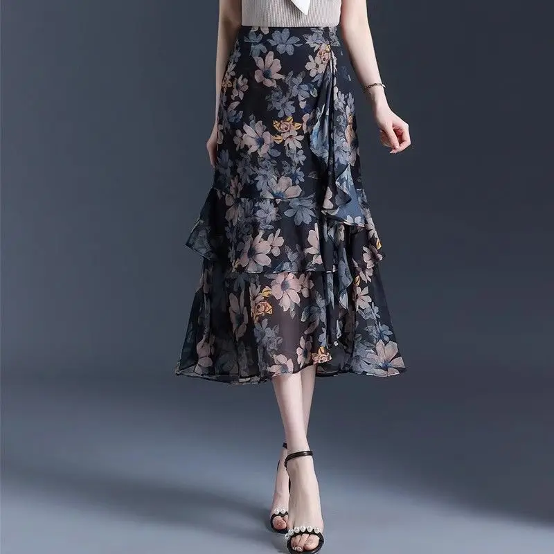 Printing Fashion Floral Skirts Summer New High Waist Chiffon A-line Skirt Ladies Fashionable Ruffles Irregular High Waist Skirt
Printing Fashion Floral Skirts Summer New High Waist Chiffon A-line Skirt Ladies Fashionable Ruffles Irregular High Waist Skirt