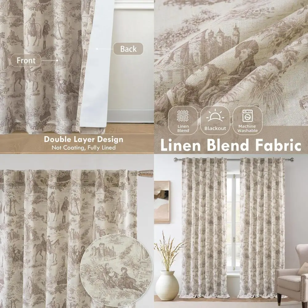 Thermal Lined Blackout Linen Curtains, Vintage Farmhouse Style, 96 Beige, 2 Panels
Thermal Lined Blackout Linen Curtains, Vintage Farmhouse Style, 96 Beige, 2 Panels