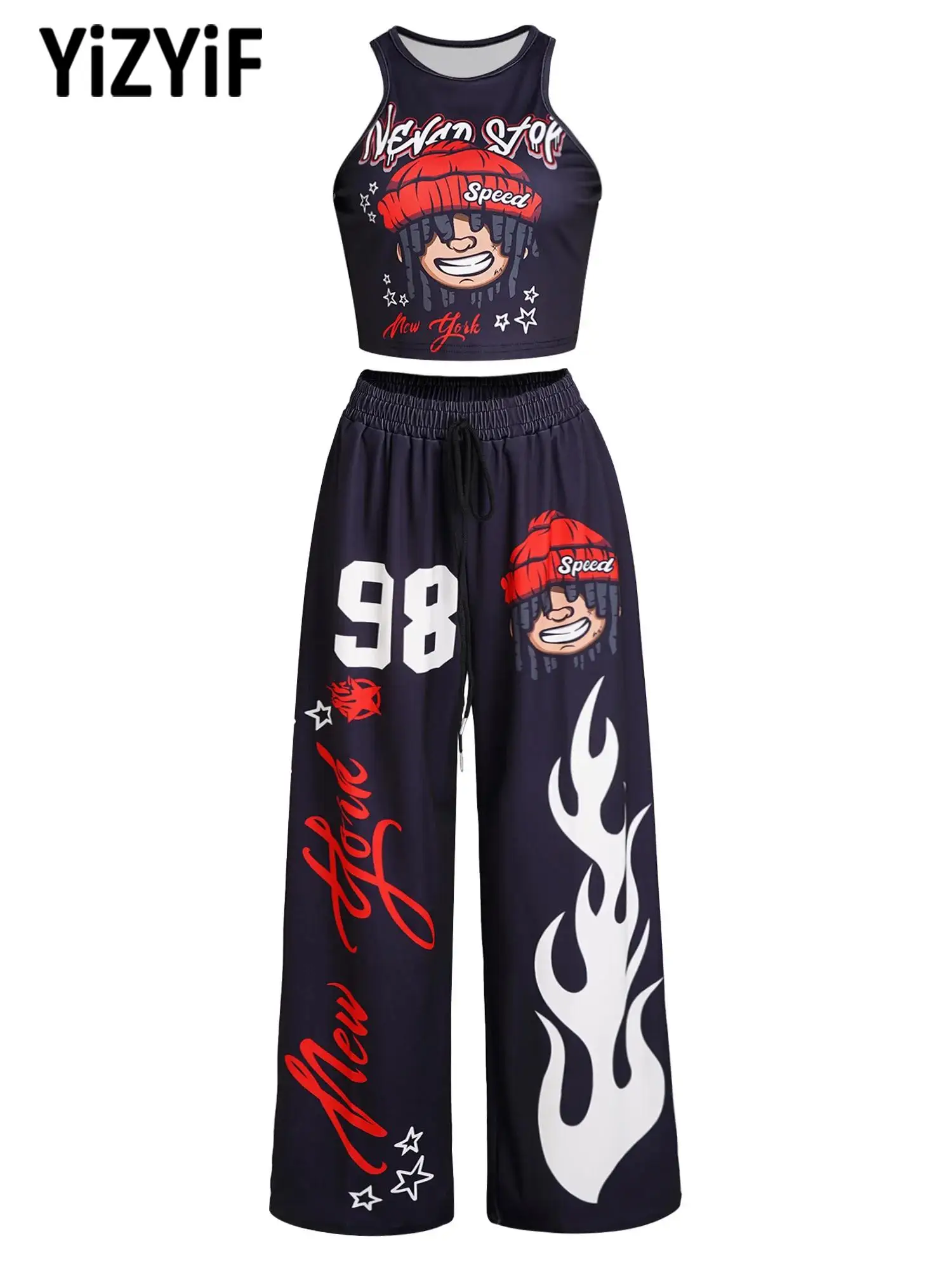Women Lightweight Printed Athletic Set Tank Top Elastic Waistband Wide Leg Pants Breathable Stretchy Hip Hop Jazz Dance Sport
Women Lightweight Printed Athletic Set Tank Top Elastic Waistband Wide Leg Pants Breathable Stretchy Hip Hop Jazz Dance Sport