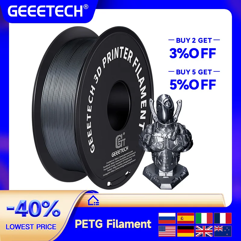 GEEETECH 1 кг 1,75 мм 1 кг (2,2 фунта) чистого PETG, 3D принтер Filament, вакуумная упаковка, без клубков, 3d печать materialse
GEEETECH 1 кг 1,75 мм 1 кг (2,2 фунта) чистого PETG, 3D принтер Filament, вакуумная упаковка, без клубков, 3d печать materialse