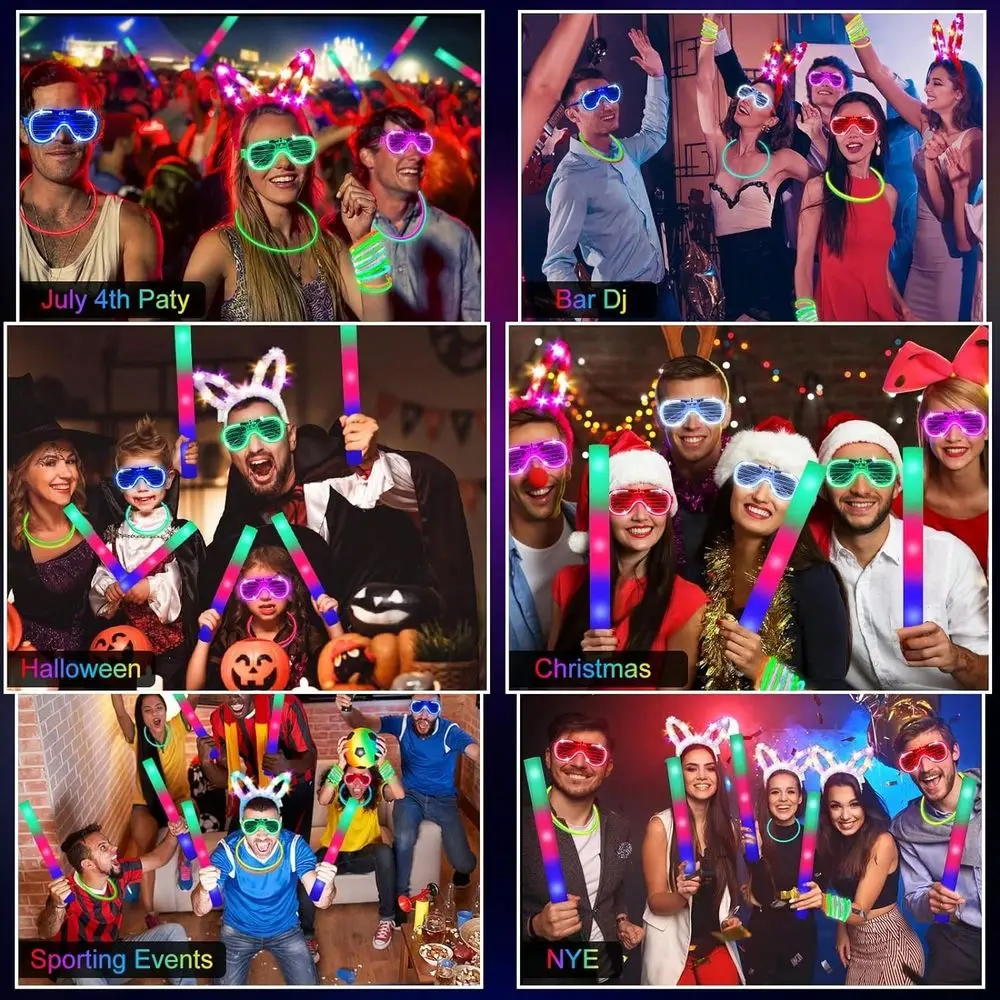 260PCS Glow In The Dark Party Supplies, Glow Sticks Glasses Favors, 20PCS Foam Glow Sticks, 20PCS LED Glasses, 20PCS Bunny Ear Headband And 200PCS Glow Sticks For Neon
260PCS Glow In The Dark Party Supplies, Glow Sticks Glasses Favors, 20PCS Foam Glow Sticks, 20PCS LED Glasses, 20PCS Bunny Ear Headband And 200PCS Glow Sticks For Neon