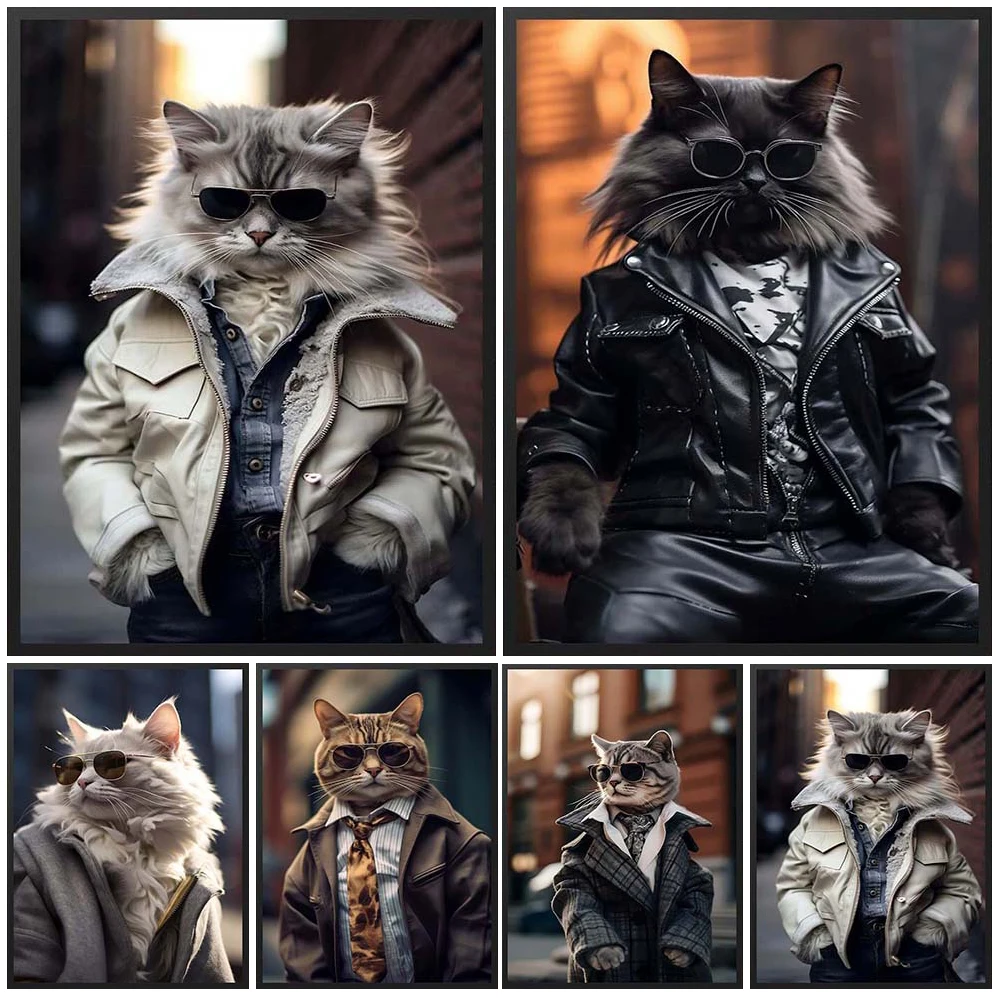 Funny Gift Animal Cat Gentleman Portrait Posters Wall Pictures For Living Room Nordic Poster Wall Art Canvas Painting Unframed
Funny Gift Animal Cat Gentleman Portrait Posters Wall Pictures For Living Room Nordic Poster Wall Art Canvas Painting Unframed