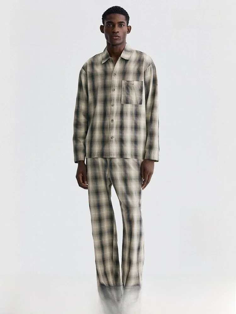 H&M Men's Summer New Style Silk Shirt Sleepwear And Pants Long Sleeve Cotton Home Clothes Sleepwear Comfortable Breathable
H&M Men's Summer New Style Silk Shirt Sleepwear And Pants Long Sleeve Cotton Home Clothes Sleepwear Comfortable Breathable