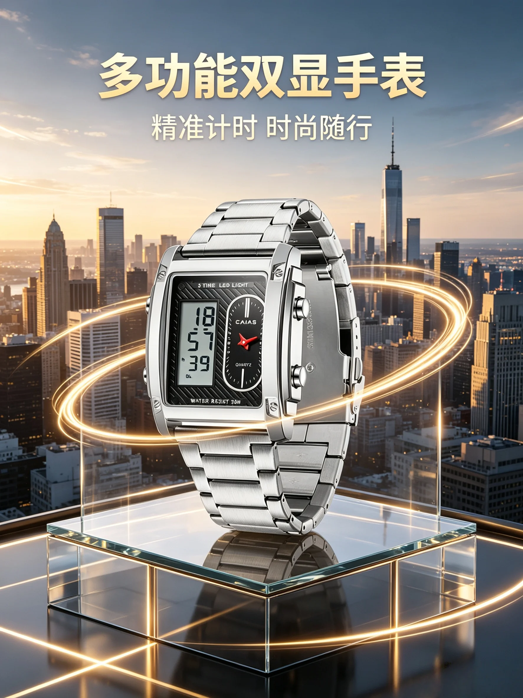 All-steel dual-display quartz watch, offering precise timekeeping and ideal for stylish, sporty wear
All-steel dual-display quartz watch, offering precise timekeeping and ideal for stylish, sporty wear