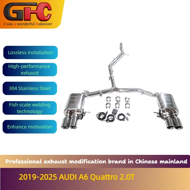 Applicable to the 2019-2025 AUDI A6 Quattro 2.0T SUS304 Mid Tail Sports Catback Valvetronic Exhaust with Mufflers
Applicable to the 2019-2025 AUDI A6 Quattro 2.0T SUS304 Mid Tail Sports Catback Valvetronic Exhaust with Mufflers