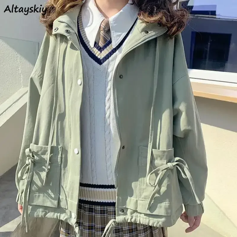 Hooded Jackets Women Sweet Safari Style Girls Gentle Pockets Designed Ulzzang Pure Simple Loose Lovely All-match Overcoats Daily
Hooded Jackets Women Sweet Safari Style Girls Gentle Pockets Designed Ulzzang Pure Simple Loose Lovely All-match Overcoats Daily