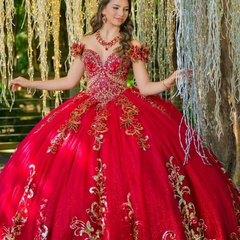 Customized Shiny Red Quinceanera Dresses Off the Shoulder sequin applique crystal Tull Long tail Bow Vestido 15 Quinceanera
Customized Shiny Red Quinceanera Dresses Off the Shoulder sequin applique crystal Tull Long tail Bow Vestido 15 Quinceanera