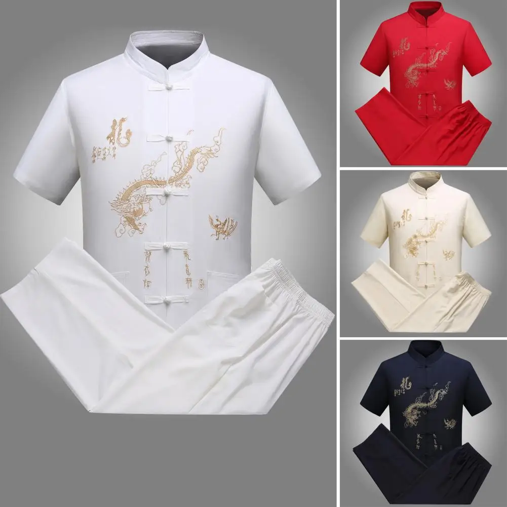 2 Pcs/Set Men Shirt Pants Suit Chinese Style Tang Suit Short Sleeve Bottoming Shirt Wide Leg Summer Dragon Pattern Tachi Clothes
2 Pcs/Set Men Shirt Pants Suit Chinese Style Tang Suit Short Sleeve Bottoming Shirt Wide Leg Summer Dragon Pattern Tachi Clothes