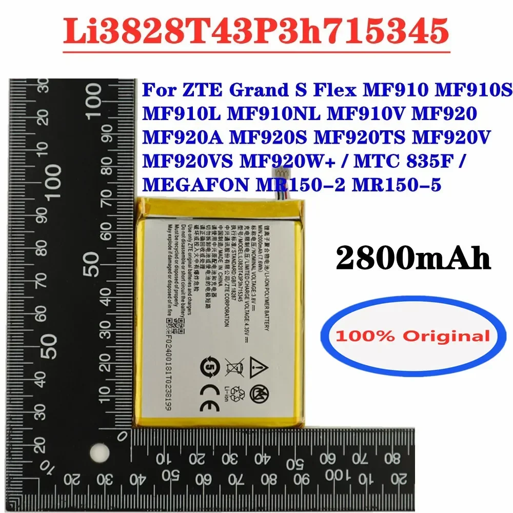 2800mAh LI3820T43P3h715345 Battery For ZTE Grand S Flex / ZTE MF910 MF910S MF910L MF920 MF920S MF920TS MF920V MF920VS MF920W+
2800mAh LI3820T43P3h715345 Battery For ZTE Grand S Flex / ZTE MF910 MF910S MF910L MF920 MF920S MF920TS MF920V MF920VS MF920W+